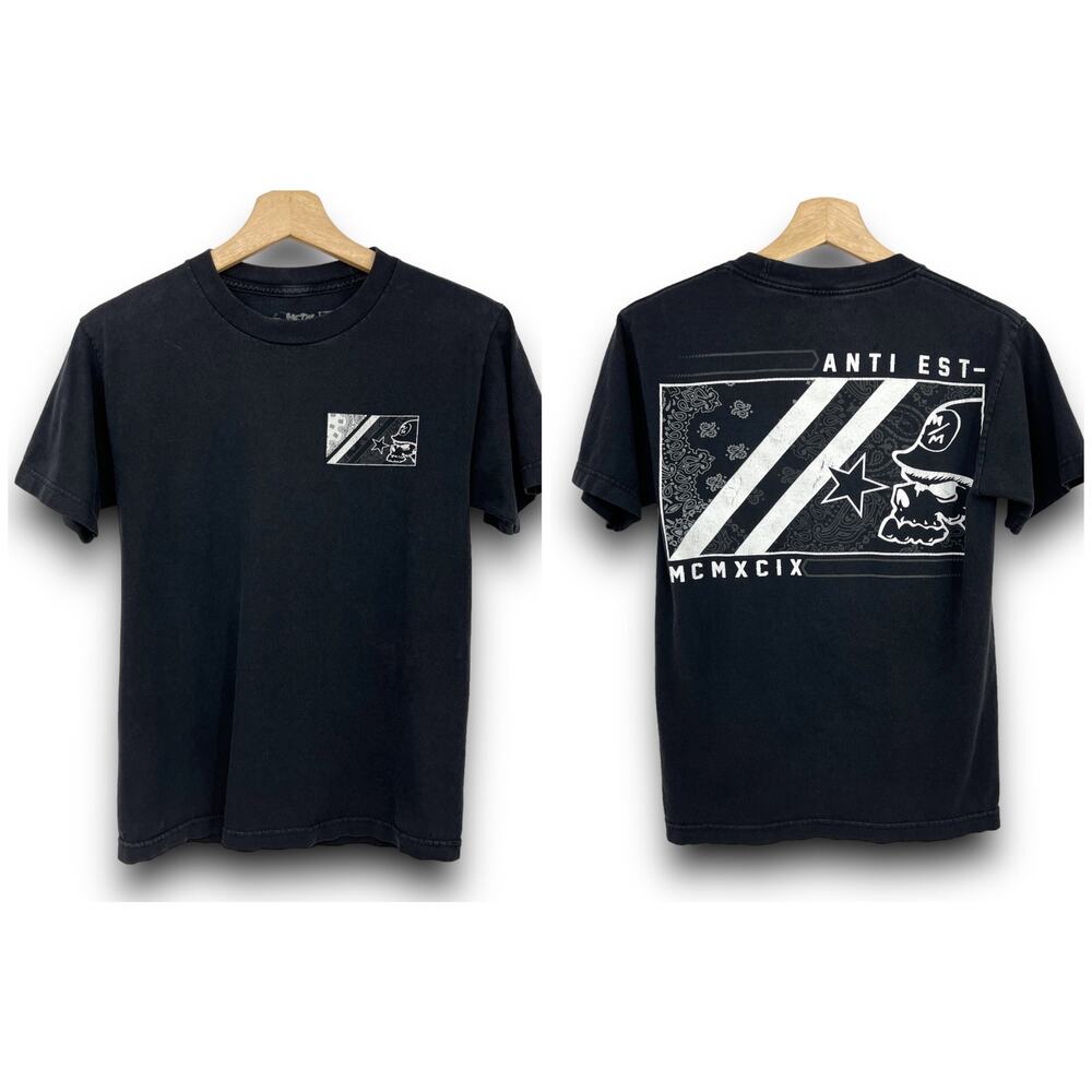 Metal Mulisha Small Black Anti-Establishment Skull Soldier Graphic Tee T-Shirt